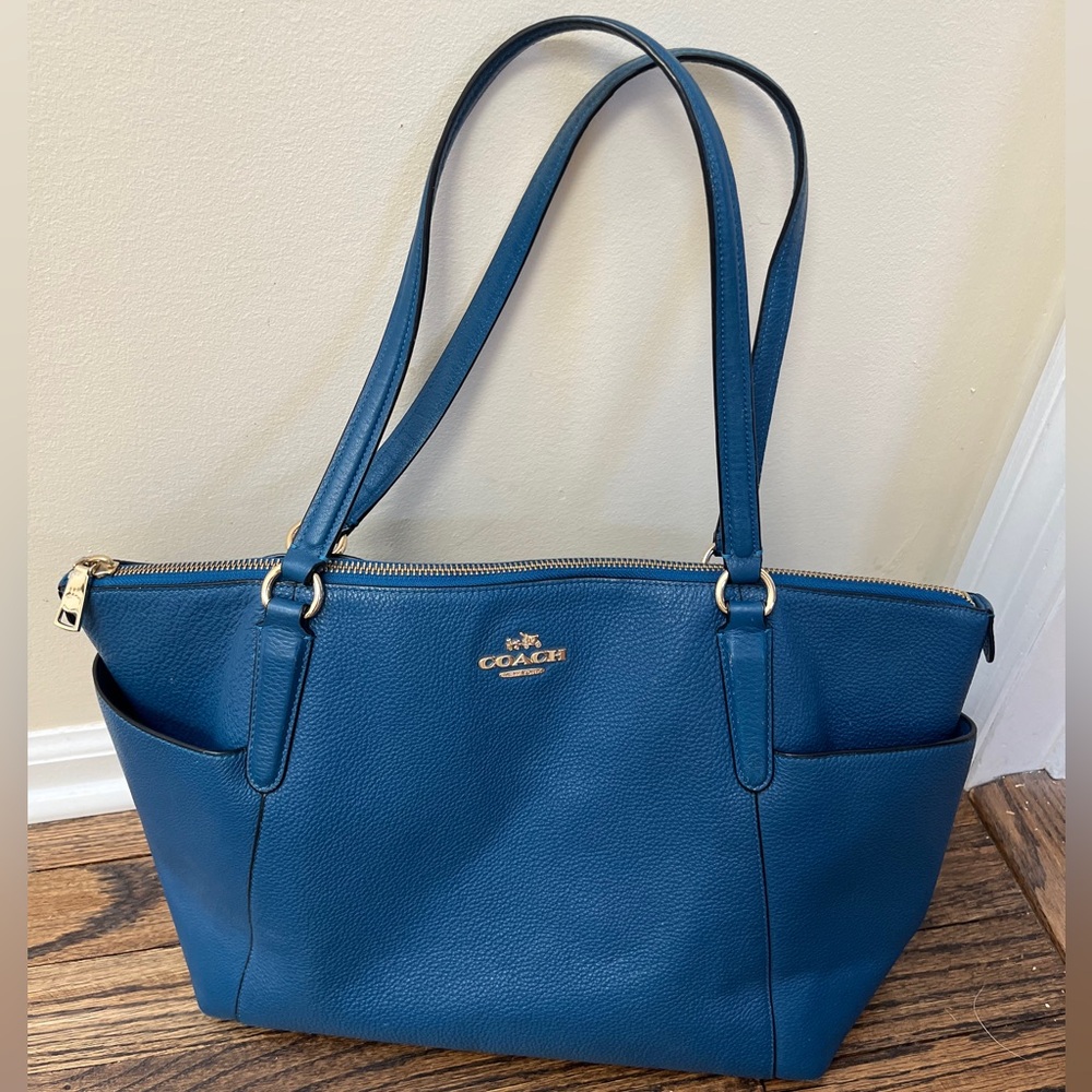 Coach Teal Leather Tote Bag